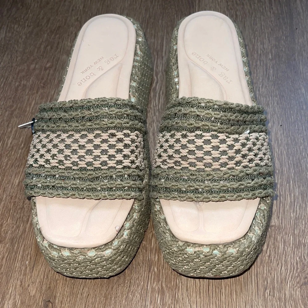 RAG & BONE LOGAN SLIDE 41 New Warm Khaki & Green Net - Picture 3 of 7